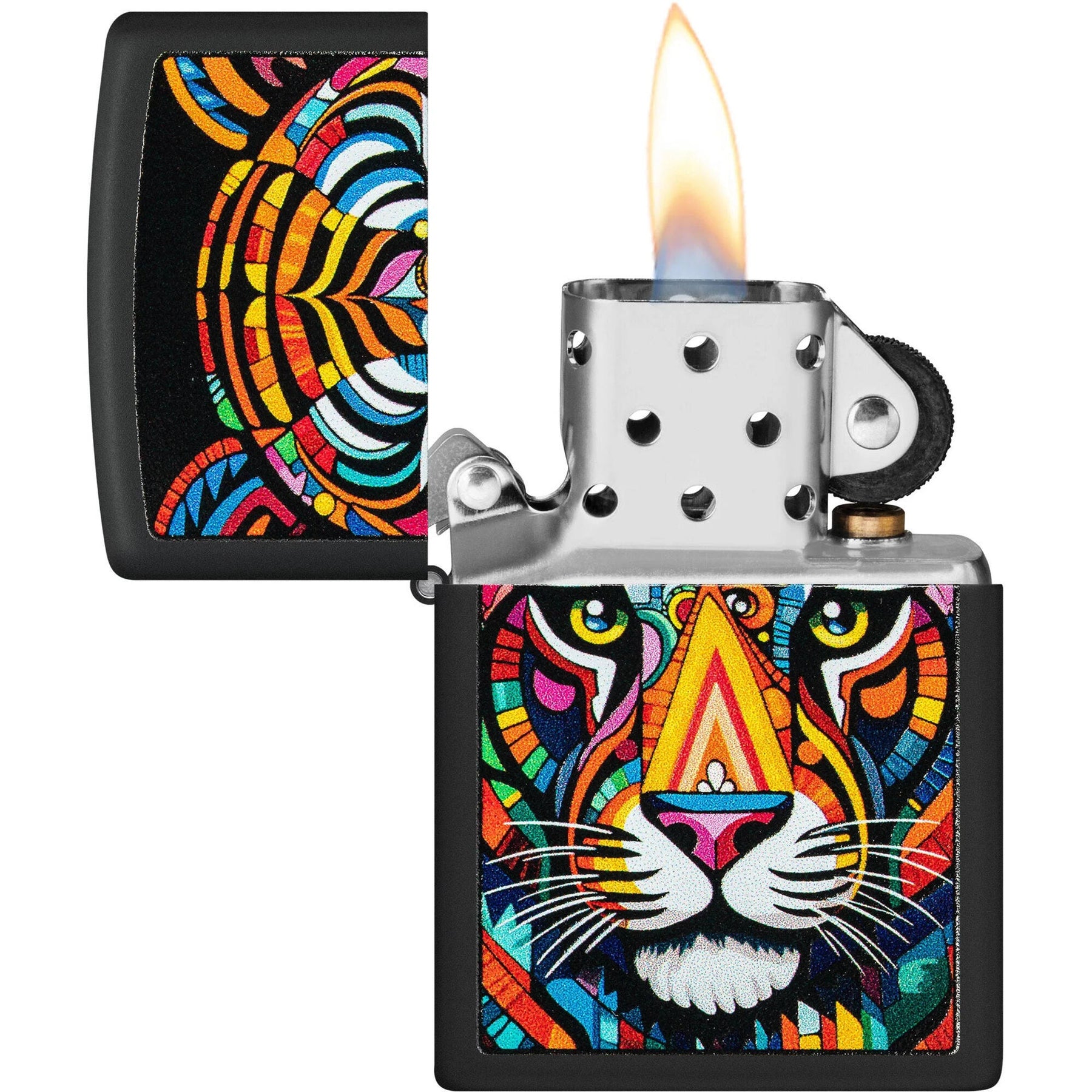 Zippo Windproof Lighter - Tiger Stripes Design Classic Black Matte