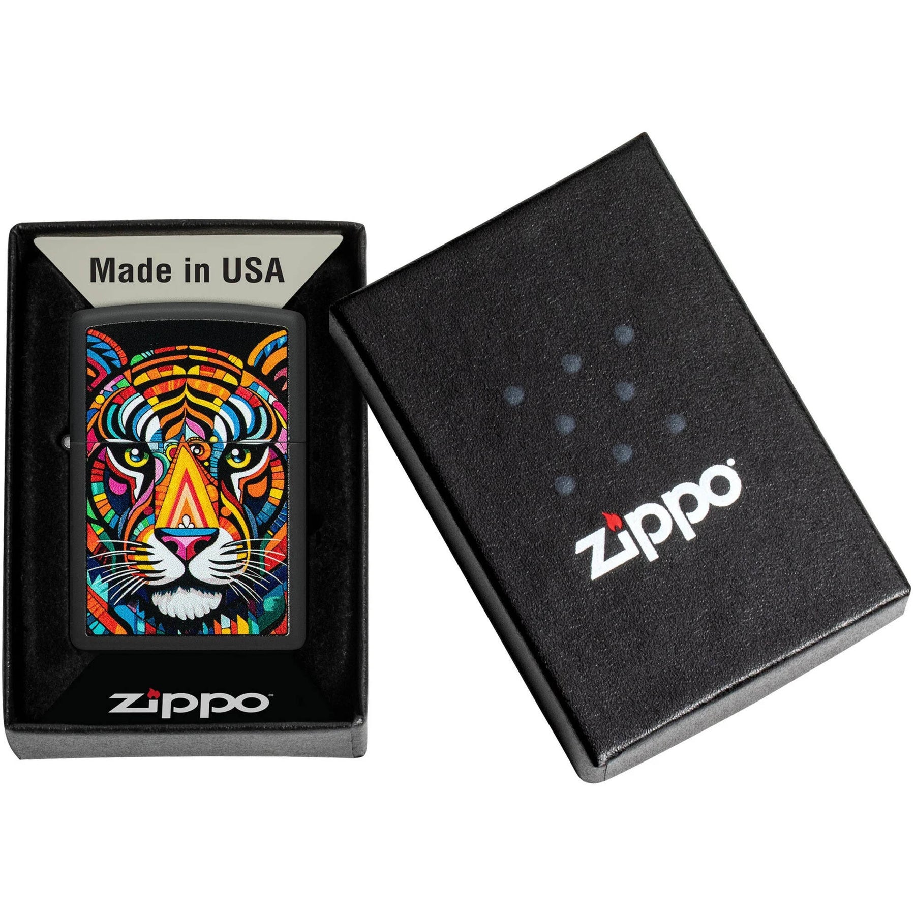 Zippo Windproof Lighter - Tiger Stripes Design Classic Black Matte