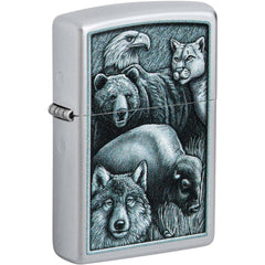 Zippo Windproof Lighter - Animal Kingdom Design Classic Street Chrome Finish | 46237