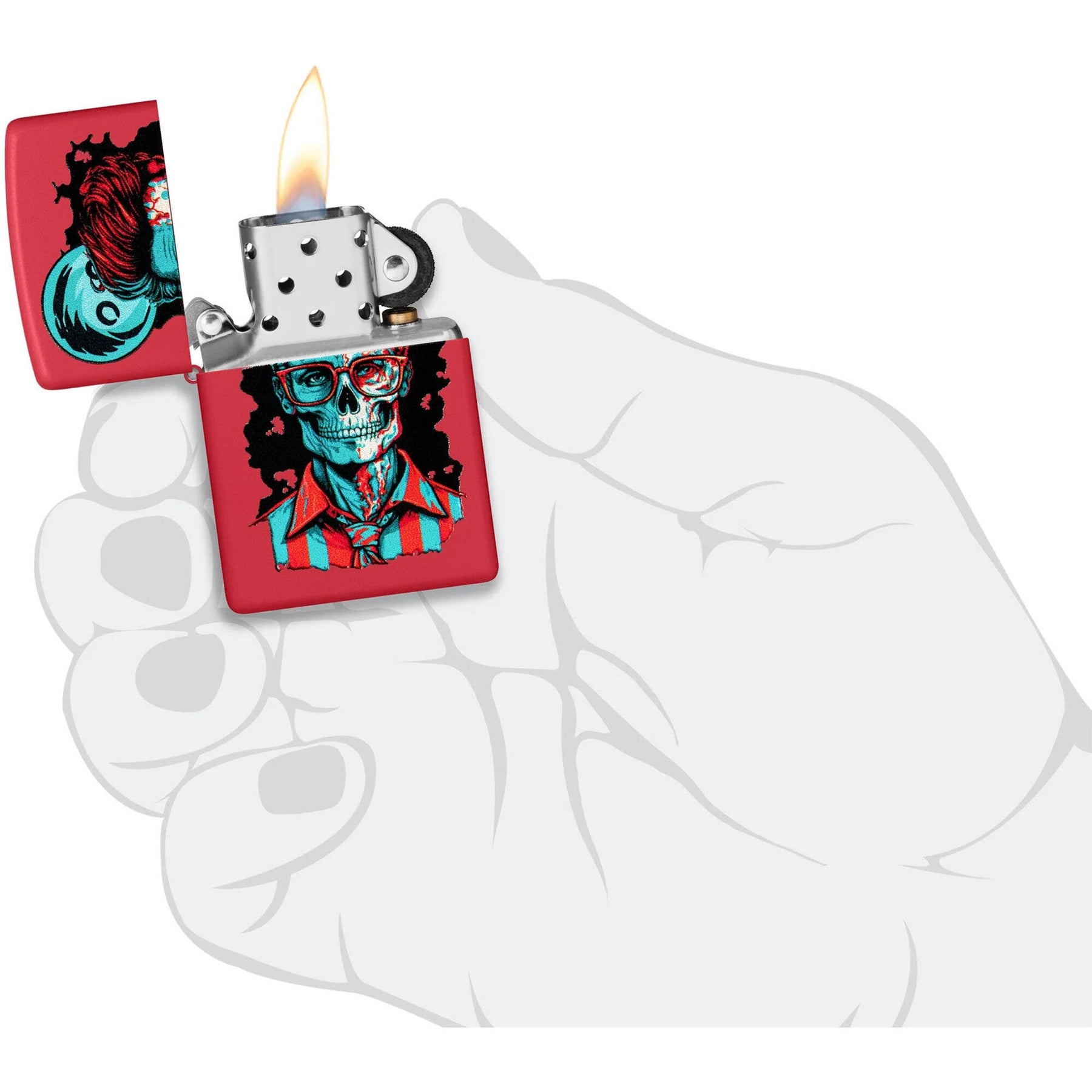 Zippo Windproof Lighter - Dapper Skeleton Design Classic Red Matte