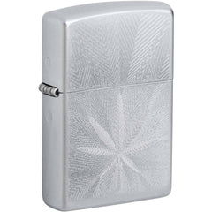 Zippo Windproof Lighter - Auto Engrave Cannabis Leaf Design Satin Chrome | 46256
