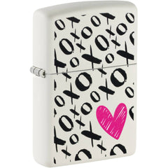 Zippo Windproof Lighter - Hugs and Kisses Design Classic White Matte Finish | 46471