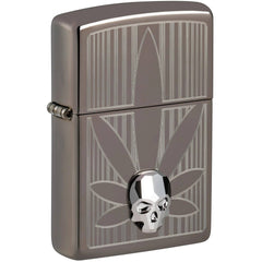 Zippo Windproof Pocket Lighter - Cannabis Design Silky Smooth Black Ice Finish | 48773