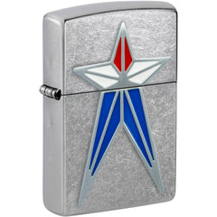Zippo Windproof Pocket Lighter - Red, White and Blue Star Street Chrome Finish | 48903