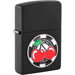 Zippo Poker windproof Pocket - Lighter Chip with Cherries Black Matte Finish | 48905