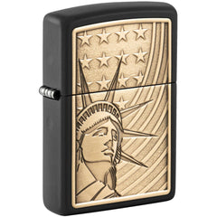 Zippo Windproof Pocket Lighter - Lady Liberty Emblem Classic Black Finish | 48921