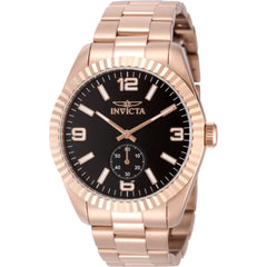 Invicta Men's Watch - Specialty Quartz Black Dial Rose Gold Steel Bracelet | 49392