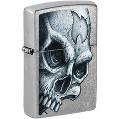 Zippo Windproof Lighter - Skull and Flame Design Classic Street Chrome Finish | 46587