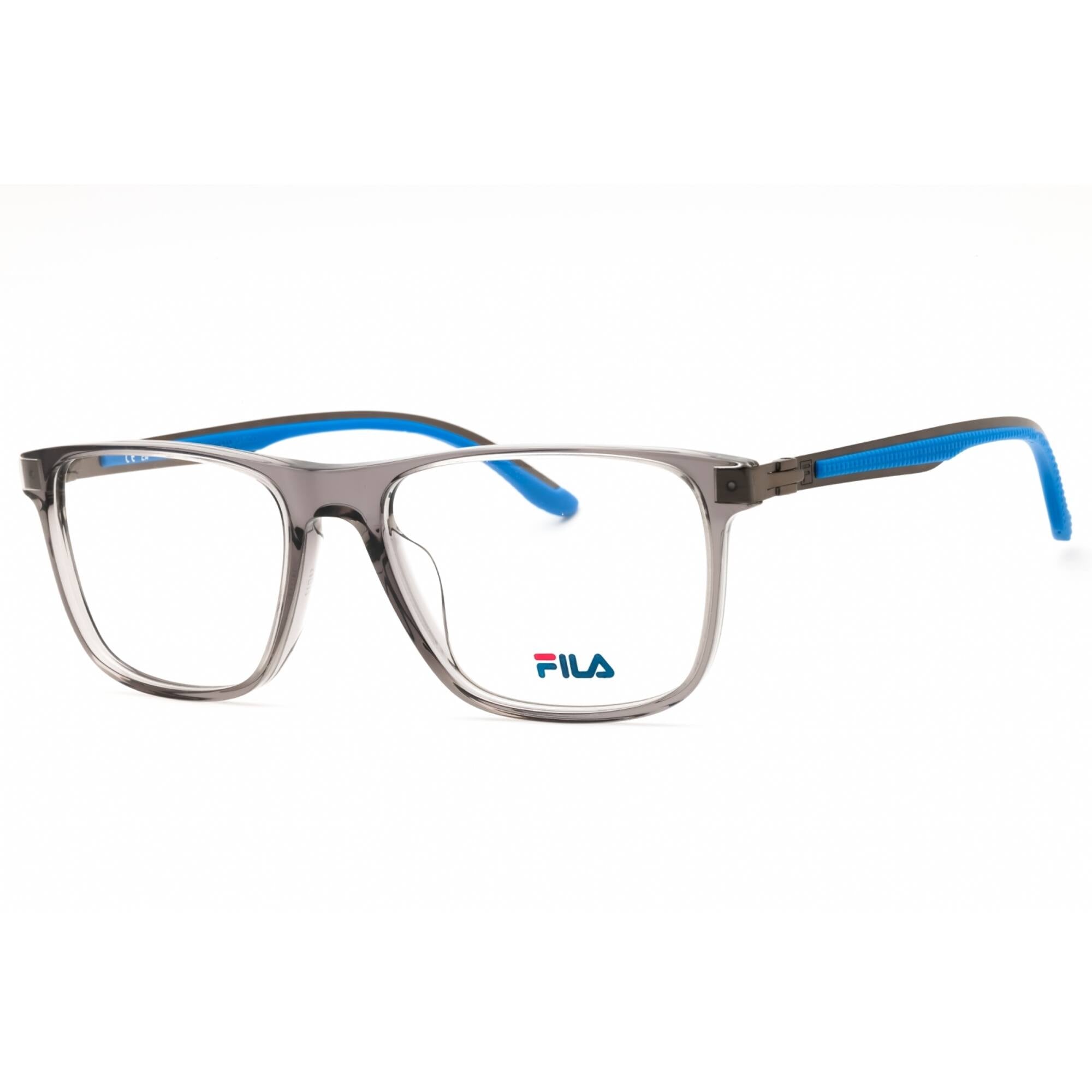 Fila Men's Eyeglasses - Shiny Transparent Grey Acetate Full Rim Square
