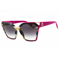 Furla Women's Sunglasses - Beige Horn/Black Acetate Full Rim Cat Eye | SFU686V 05GZ