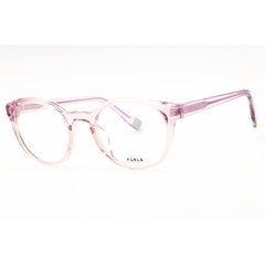 Furla Women's Eyeglasses - Shiny Transparent Lilac Acetate Round Frame | VFU642V 06PF