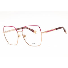 Furla Women's Eyeglasses - Shiny Red Gold Metal Full Rim Butterfly Frame | VFU674 0SHP