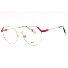 Furla Women's Eyeglasses - Light Gold W/Colors Parts Metal Round Frame | VFU676 0492