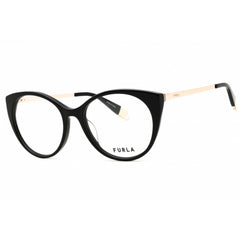 Furla Women's Eyeglasses - Shiny Black Acetate Full Rim Cat Eye Frame | VFU722 0700