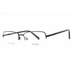 Guess Men's Eyeglasses - Shiny Black Metal Half Rim Rectangular Frame | GU50044 001