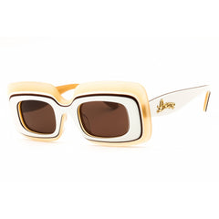 Loewe Women's Sunglasses - Ivory Acetate Full Rim Rectangular Frame | LW40139U 53V