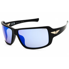 Police Men's Sunglasses - Shiny Black Plastic Full Rim Wraparound Frame | SPLN37 0Z42