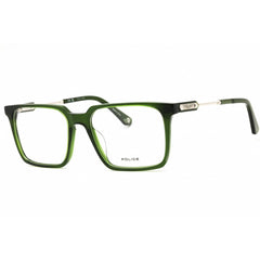 Police Men's Eyeglasses - Shiny Transparent Green Acetate Square Frame | VPLN28 0G61
