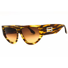 Victoria Beckham Women's Sunglasses - Striped Tobacco Full Rim Oval Frame | VB676S 224