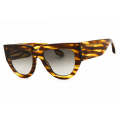 Victoria Beckham Women's Sunglasses - Smoke Lens Striped Tobacco Oval | VB679S 224