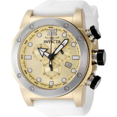 Invicta Men's Watch - Sea Hunter Chrono Gold Tone Dial White Silicone Strap | 48976