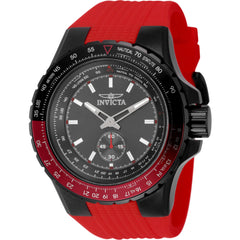Invicta Men's Watch - Aviator Quartz Black Case Gunmetal Dial Silicone Strap | 49302