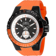 Invicta Men's Watch - Aviator Black and Silver Dial Orange Silicone Strap | 49303