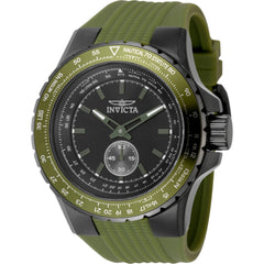 Invicta Men's Watch - Aviator Quartz Black Dial Green Silicone Rubber Strap | 49311