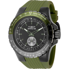 Invicta Men's Watch - Aviator Quartz Black Dial Green Silicone Rubber Strap | 49323