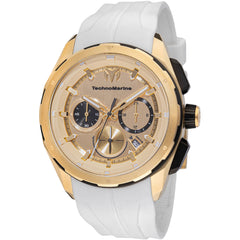 Technomarine Men's Watch - Ocean Nomad Black and Gold Dial White Strap | TM-318101