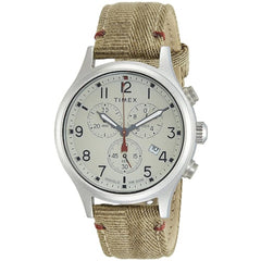 Timex Men's Watch - Allied Chronograph Beige Dial Brown Nylon Strap | TW2R605009J