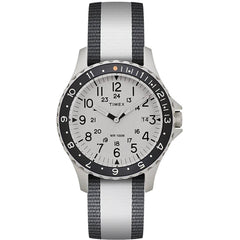 Timex Men's Watch - Navi Ocean Grey and White Fabric Reversible Strap | TW2R76000LG