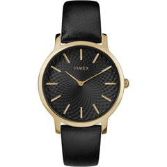 Timex Women's Watch - Torrington Quartz Black Dial Leather Strap Date | TW2R904009J