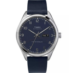 Timex Men's Watch - Waterbury Automatic Blue Dial Leather Strap Day-Date | TW2U11400ZV