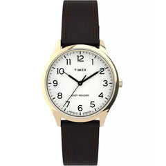 Timex Women's Watch - Easy Reader Quartz White Dial Brown Leather Strap | TW2U21800VQ