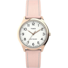 Timex Women's Watch - Easy Reader Quartz White Dial Pink Leather Strap | TW2U22000VQ