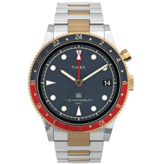 Timex Men's Watch - Waterbury GMT Blue Dial Two Tone Steel Bracelet | TW2U90600VQ