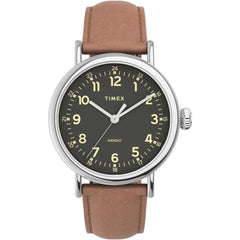 Timex Men's Watch - Standard Quartz Green Dial Brown Leather Strap | TW2V27700VQ