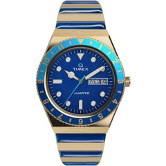 Timex Women's Watch - Q Malibu Quartz Blue Dial Two Tone Steel Bracelet | TW2V38500VQ