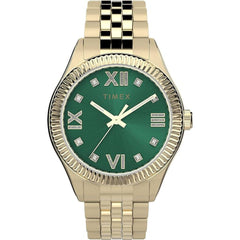 Timex Women's Watch - Waterbury Quartz Green Dial Yellow Gold Bracelet | TW2V45500VQ