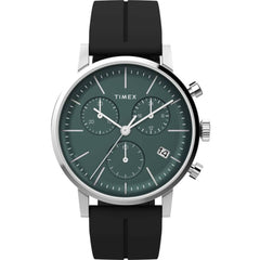 Timex Men's Watch - Midtown Chronograph Green Dial Black Rubber Strap | TW2V70600VQ