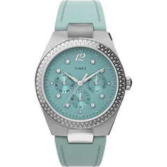 Timex Women's Watch - Simone Quartz Blue Dial Leather Strap Day-Date | TW2V80400VQ