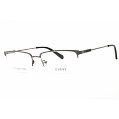 Guess Men's Eyeglasses - Shiny Gunmetal Metal Rectangular Half Rim Frame | GU50005 008