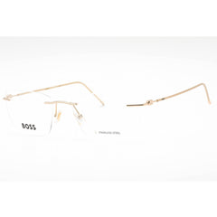 Hugo Boss Men's Eyeglasses - Gold Metal Rectangular Rimless Frame | BOSS 1421 0J5G 00