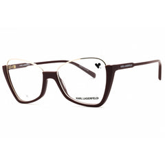Karl Lagerfeld Women's Eyeglasses - Burgundy Metal Cat Eye Half Rim Frame | KL354 601