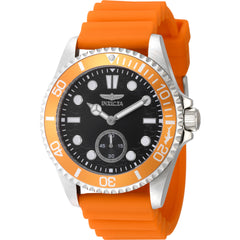 Invicta Men's Watch - Pro Diver Quartz Round Black Dial Orange Silicone Strap | 49337