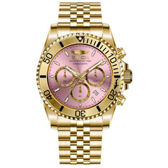 Invicta Men's Watch - Pro Diver Quartz Chrono Pink Dial Yellow Gold Bracelet | 49836