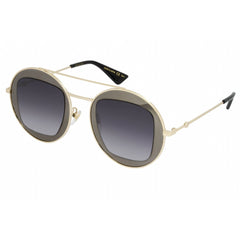 Gucci Unisex Sunglasses - Ruthenium Gold Metal Round Full Rim Frame | GG0105S 001