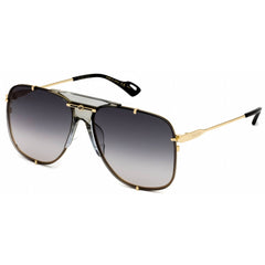 Gucci Unisex Sunglasses - Gold Metal Aviator Full Rim Frame Grey Lens | GG0739SA 001