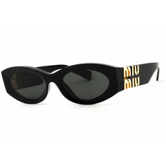Miu Miu Women's Sunglasses - Black Plastic Oval Shape Full Rim Frame | 0MU 11WS 1AB5S0